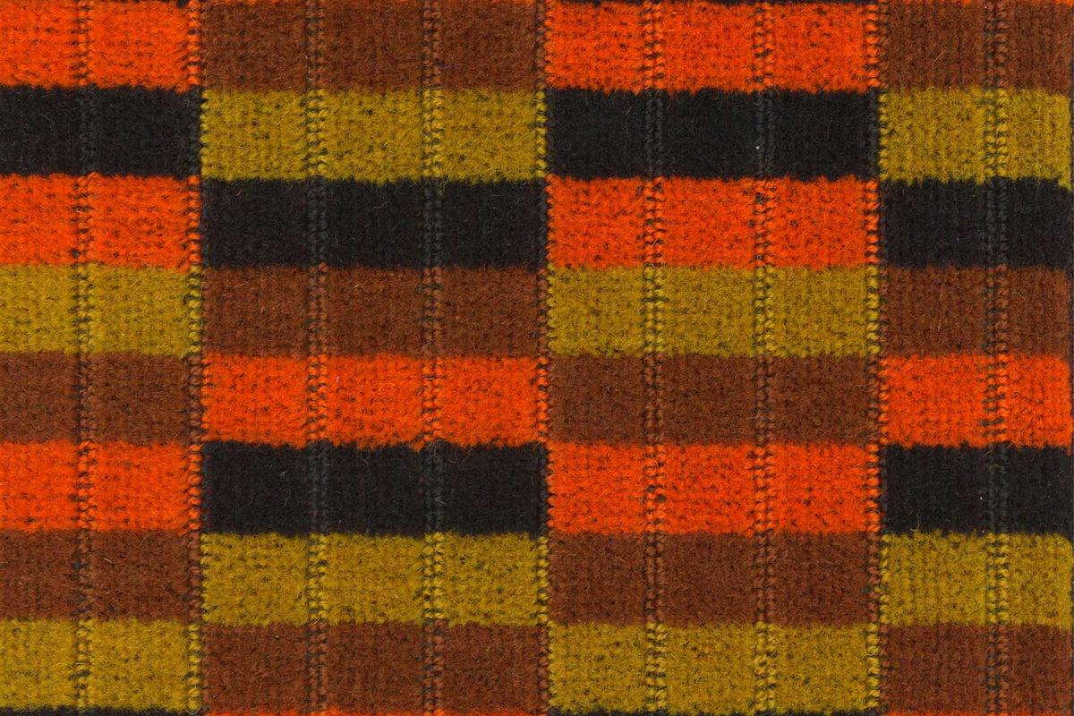 1980s London Bus & Underground Moquette Upholstery Fabric – Orange, Yellow & Brown