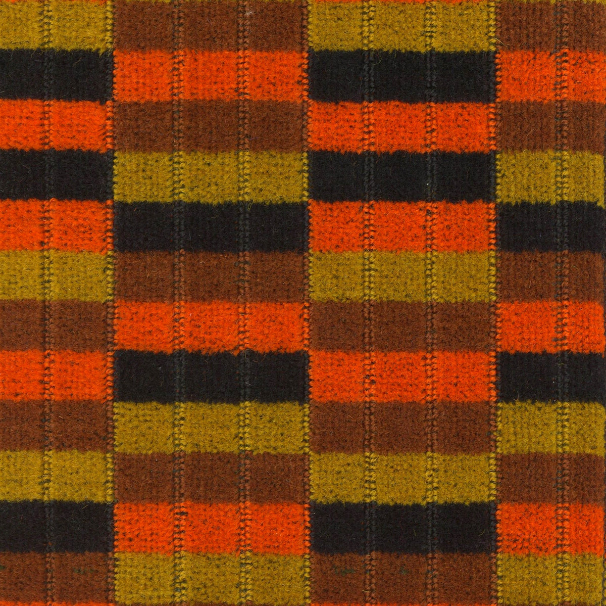 1980s London Bus & Underground Moquette Upholstery Fabric – Orange, Yellow & Brown