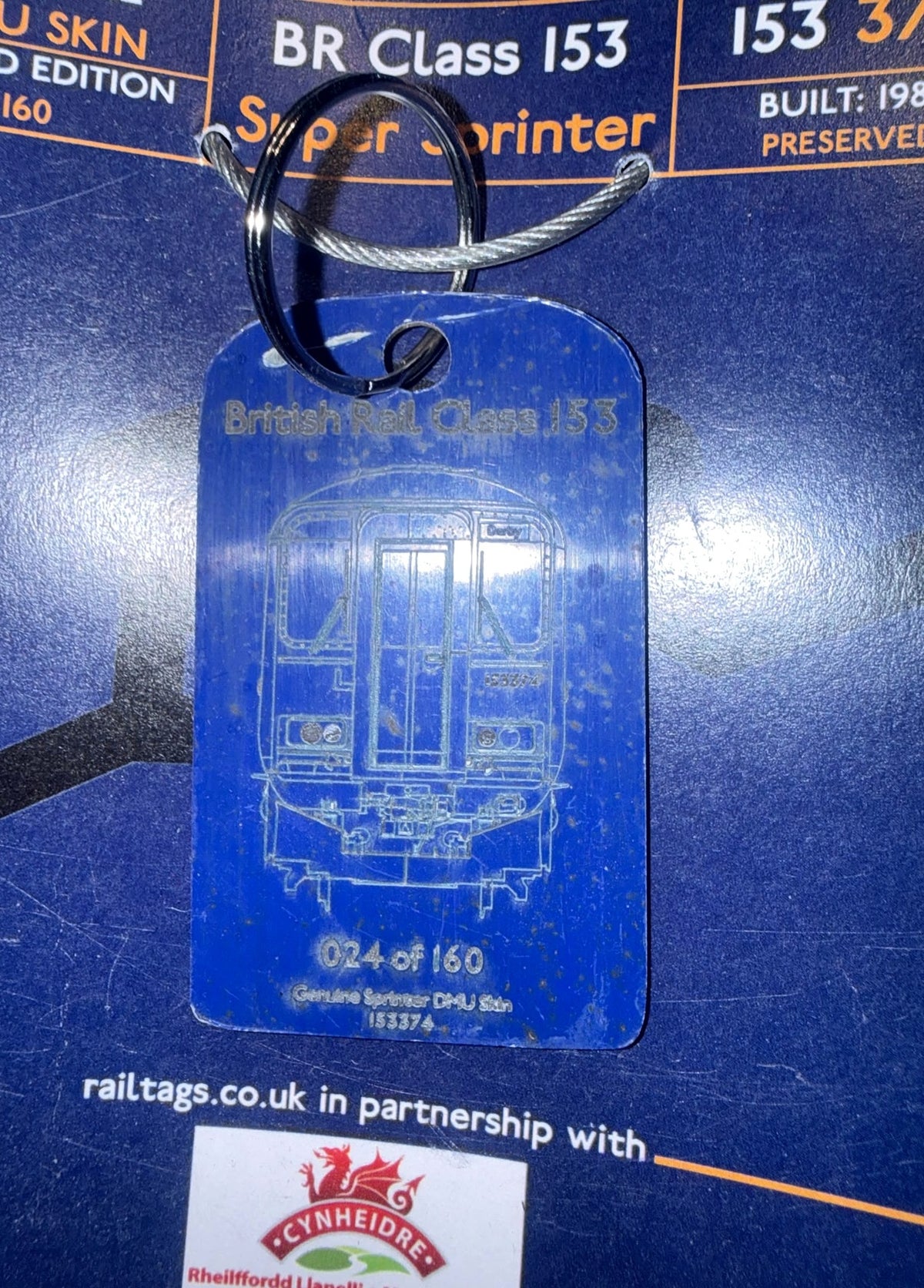 Rail Tags genuine British Rail Class 153 374 Caffi SuperSprinter tag and original presentation card, view 3