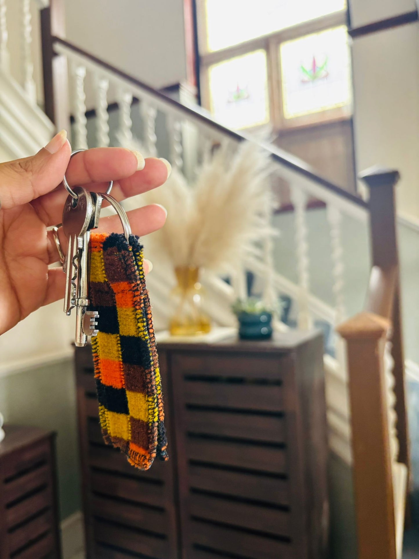London Underground and London Bus (Misha Black) District Line Moquette Keyring
