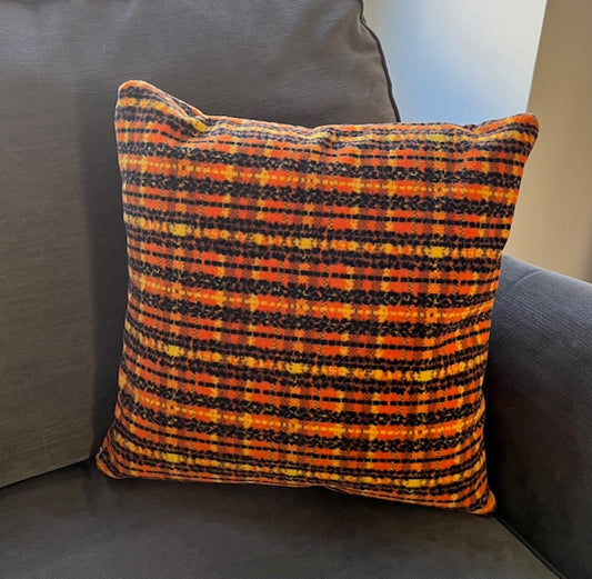 Castle / Autumn Gold Tartan 1980s Bus and Coach Moquette Cushion