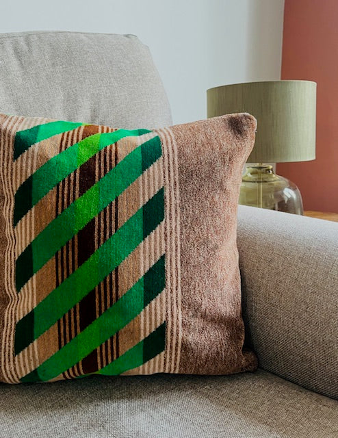 1980s London Bus Greenlines Moquette Cushion