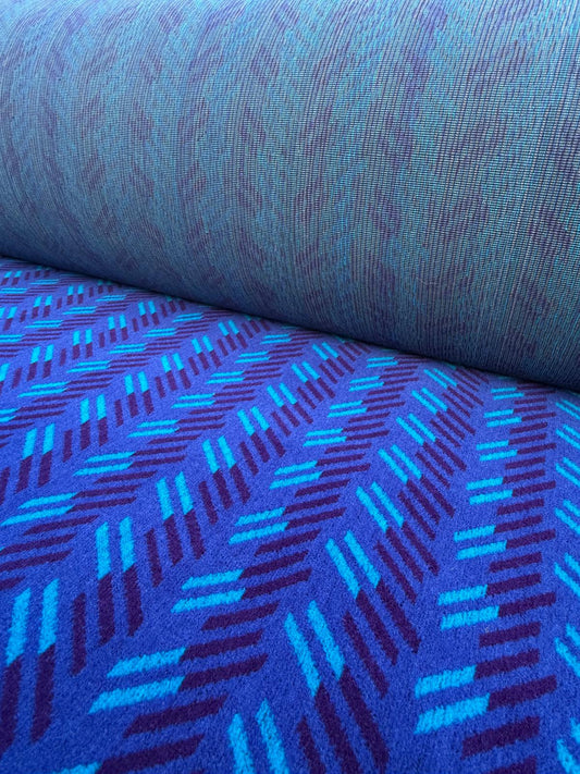 British Rail Blue Blaze Moquette Fabric Sold by the Metre (blaize blue)
