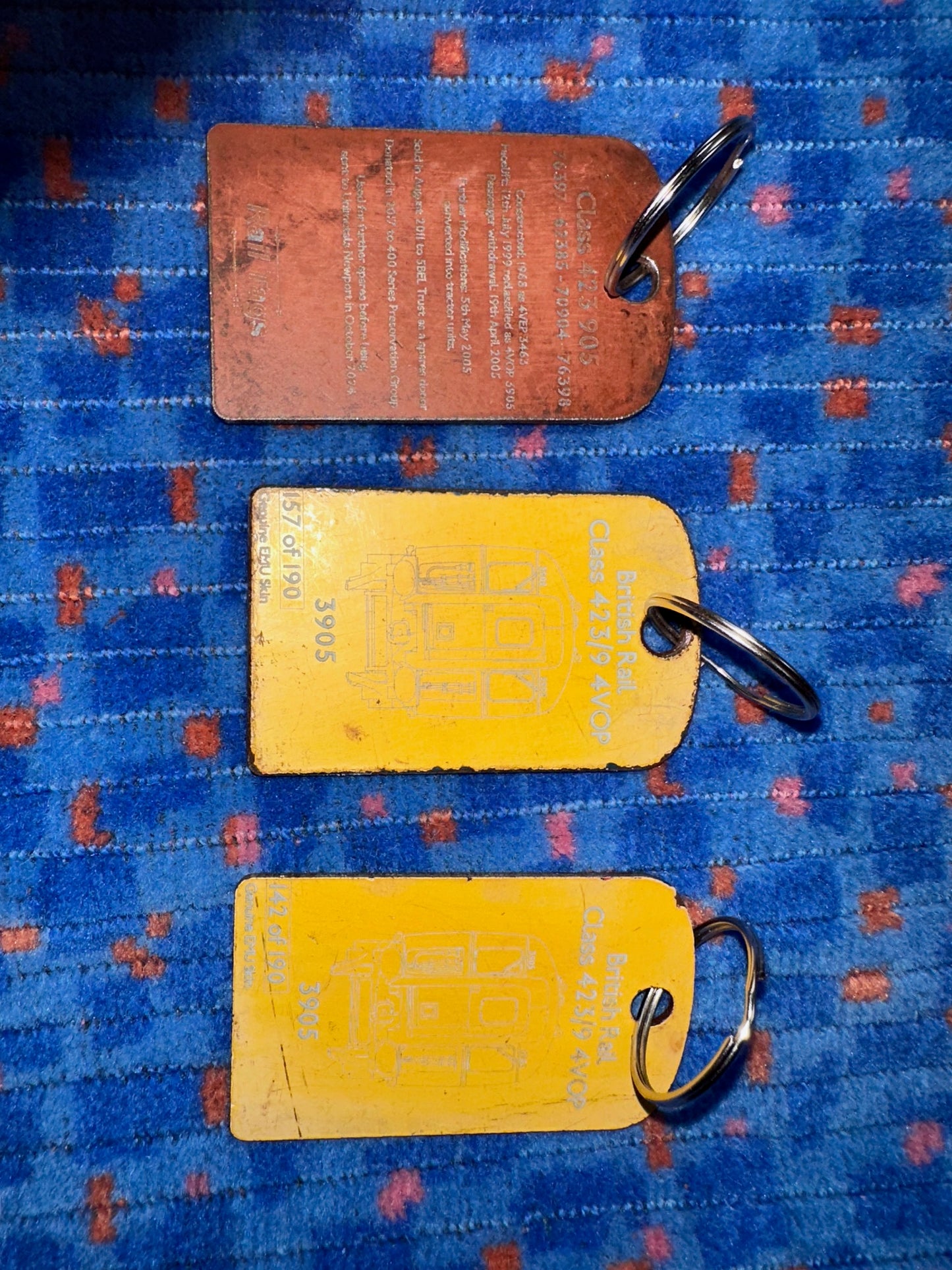 British Railway 1950's Slam Door Tags made from Railway cariage423/9 4 VOP Tag
