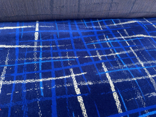 Blue Hash Tags Bus/Coach Moquette Fabric Sold by the Metre