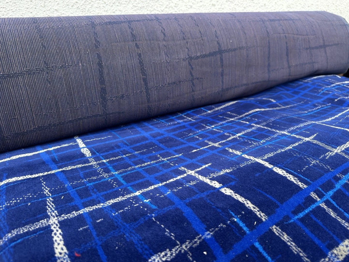 Blue Hash Tags Bus/Coach Moquette Fabric Sold by the Metre