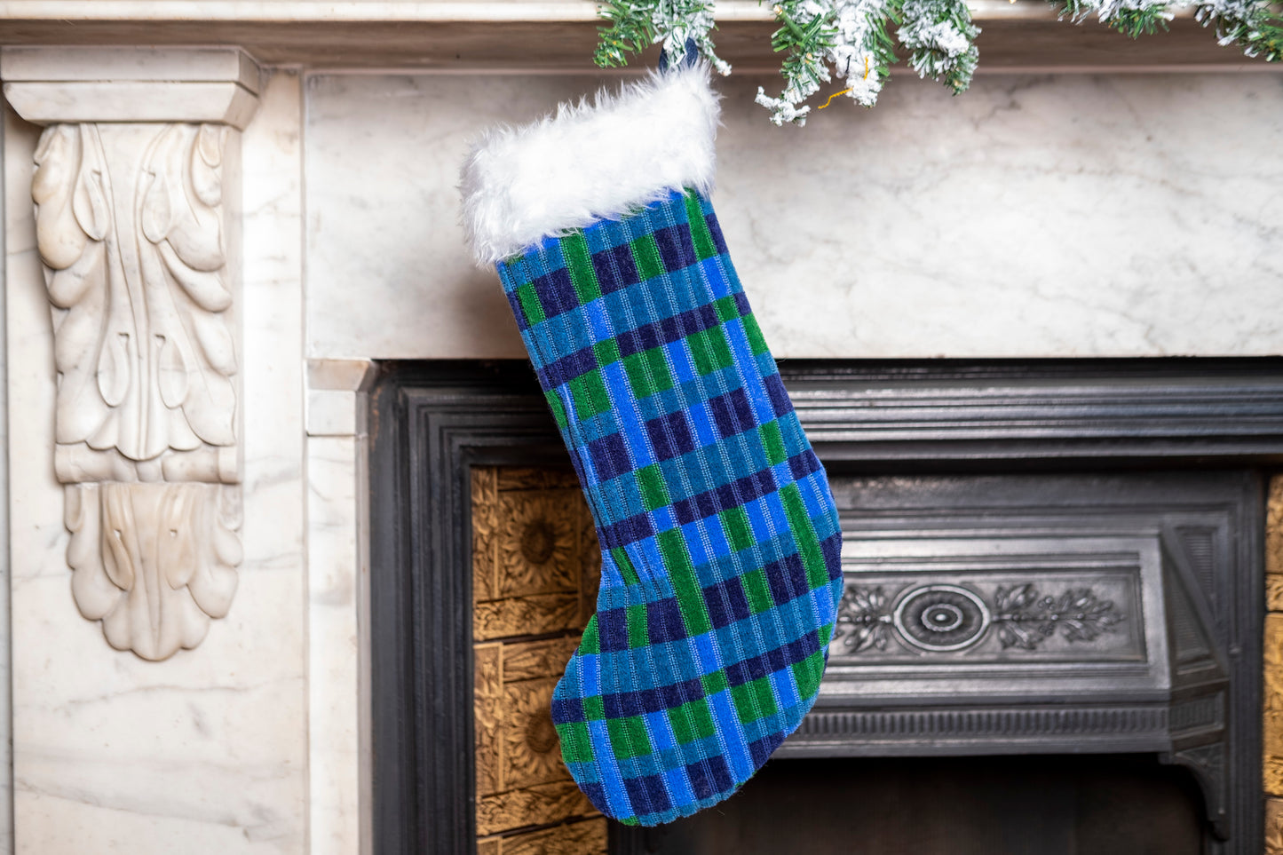 London Underground and London Bus Victoria Line, Blue Straub Moquette Christmas Stocking