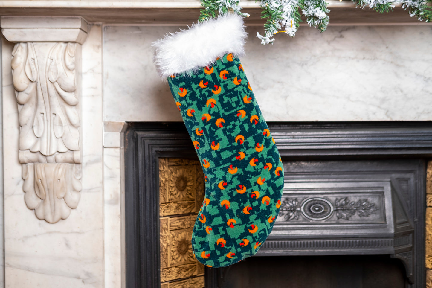 Stagecoach Bus Green Beach Ball Moquette Christmas Stocking