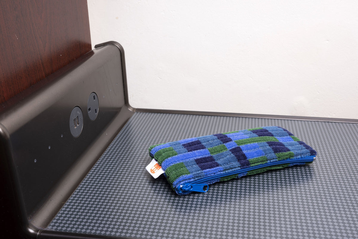 London Underground Victoria, Bakerloo & Northern Lines and London Buses – Blue Straub Moquette Pencil Case