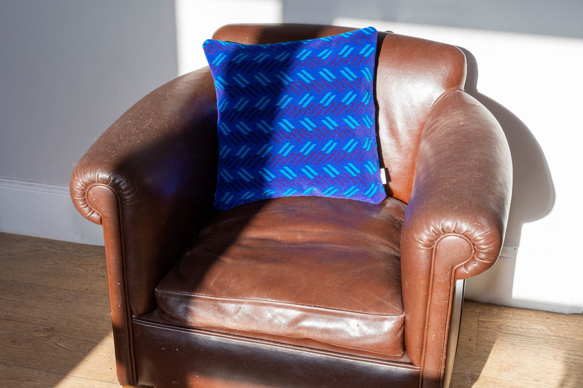 British Rail Network SouthEast Blue Blaze Moquette Cushion