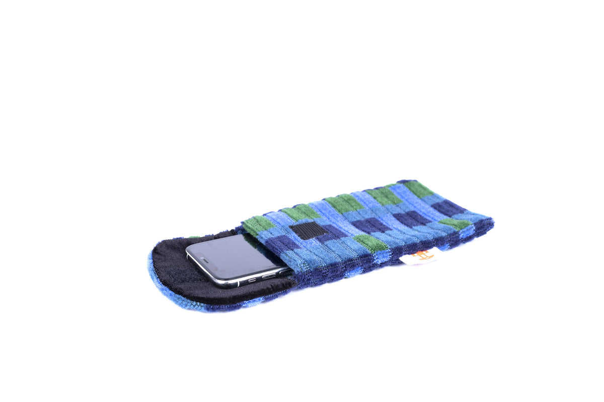 London Underground Victoria, Bakerloo & Northern Lines and London Buses – Blue Straub Moquette Phone & Glasses Case