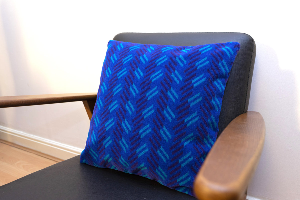 British Rail Network SouthEast Blue Blaze Moquette Cushion
