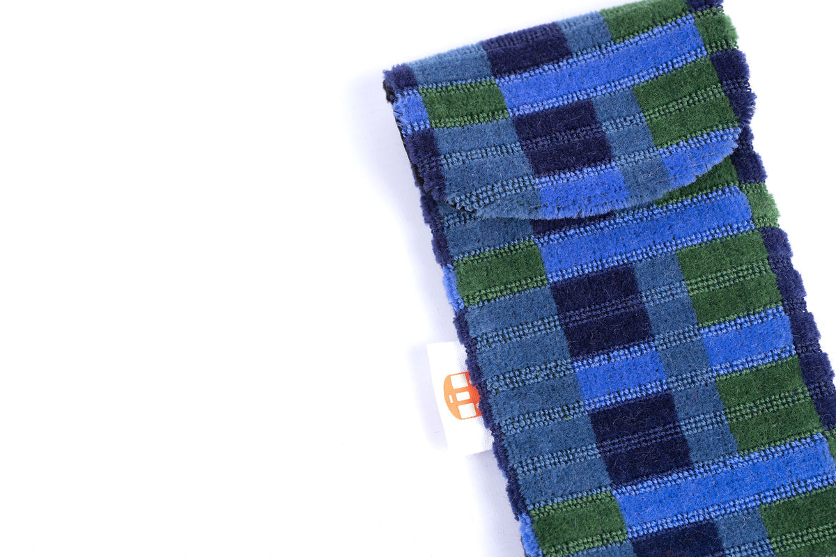 London Underground Victoria, Bakerloo & Northern Lines and London Buses – Blue Straub Moquette Phone & Glasses Case