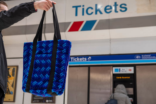 British Rail Blue Blaze Moquette Tote Bag (blaize blue)