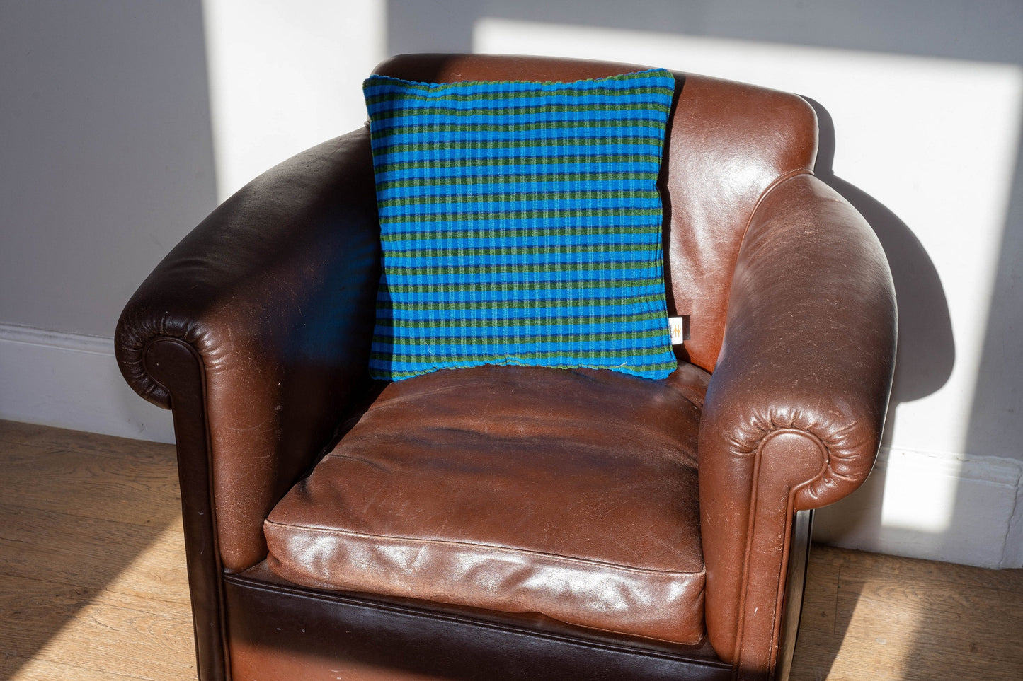 British Rail Bournemouth Blue Moquette Cushion