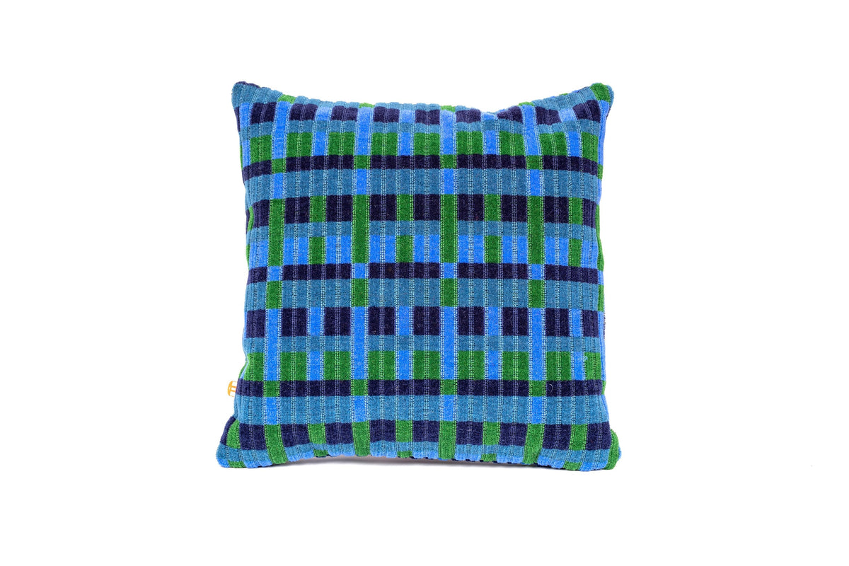 London Underground Victoria, Bakerloo & Northern Lines and London Buses – Blue Straub Moquette Cushion