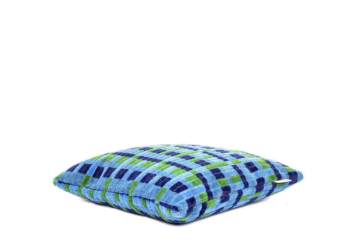 London Underground Victoria, Bakerloo & Northern Lines and London Buses – Blue Straub Moquette Cushion