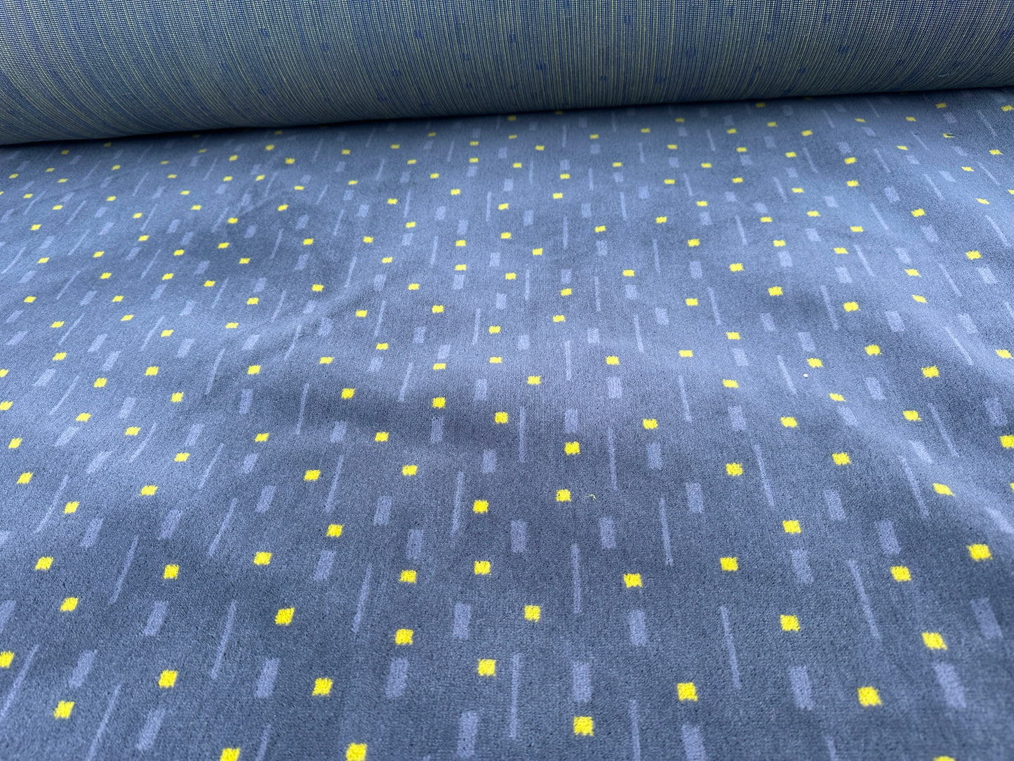 Grey,Yellow Bus Moquette Fabric Sold by the Metre