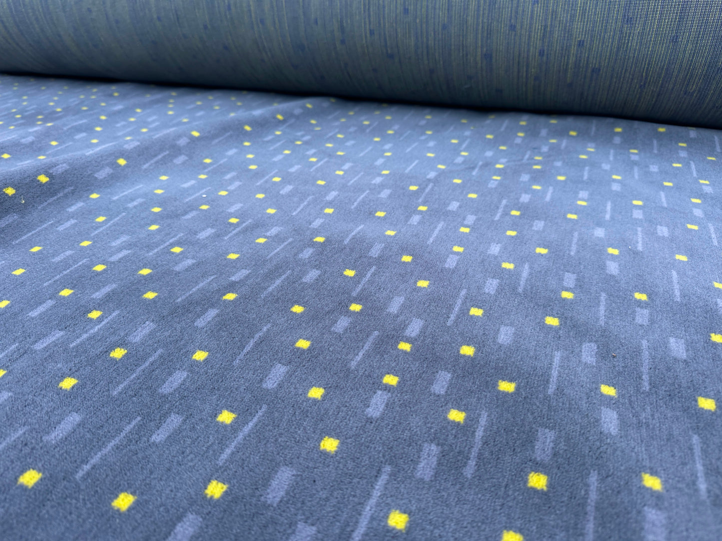Grey,Yellow Bus Moquette Fabric Sold by the Metre