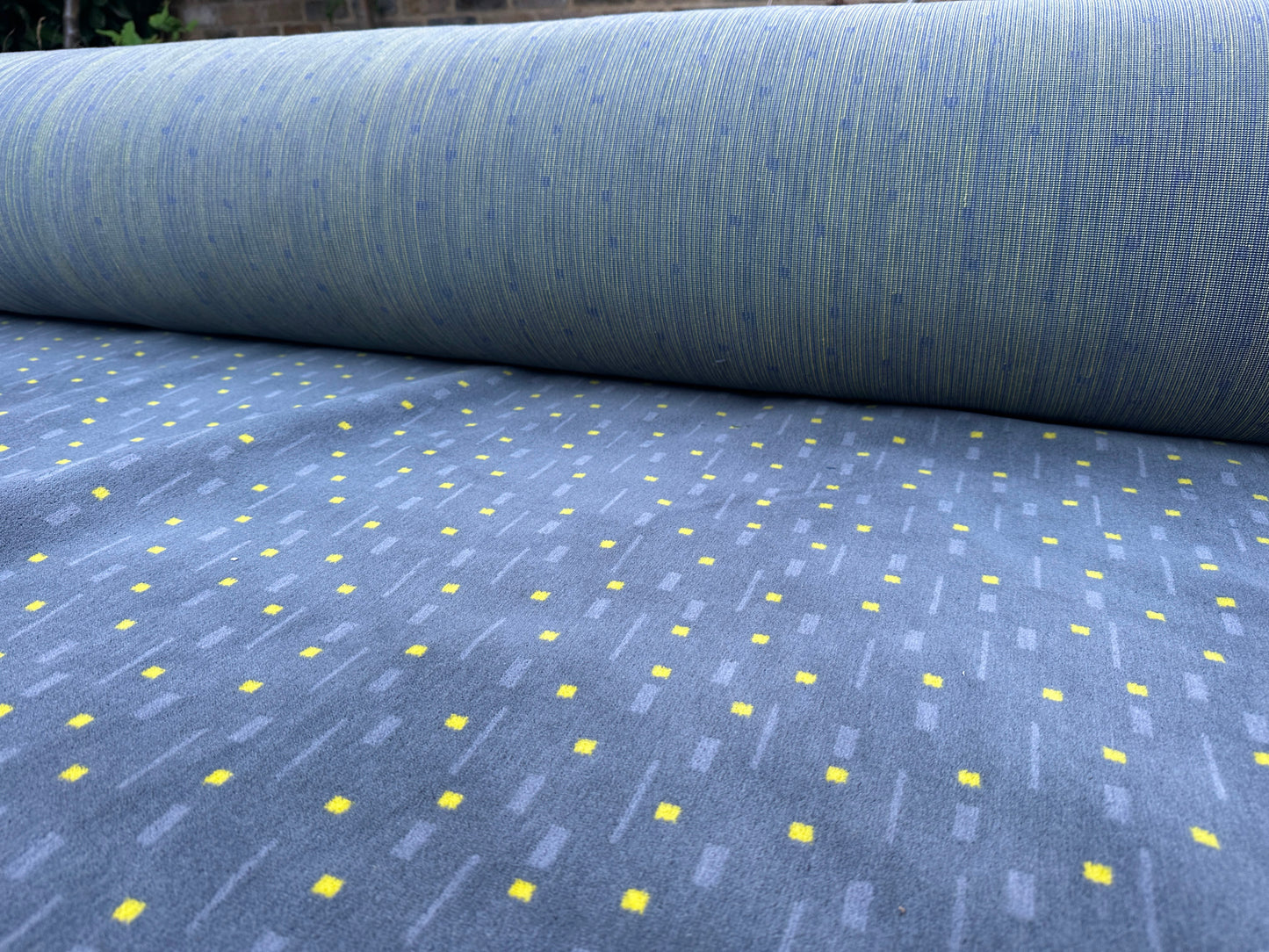 Grey,Yellow Bus Moquette Fabric Sold by the Metre