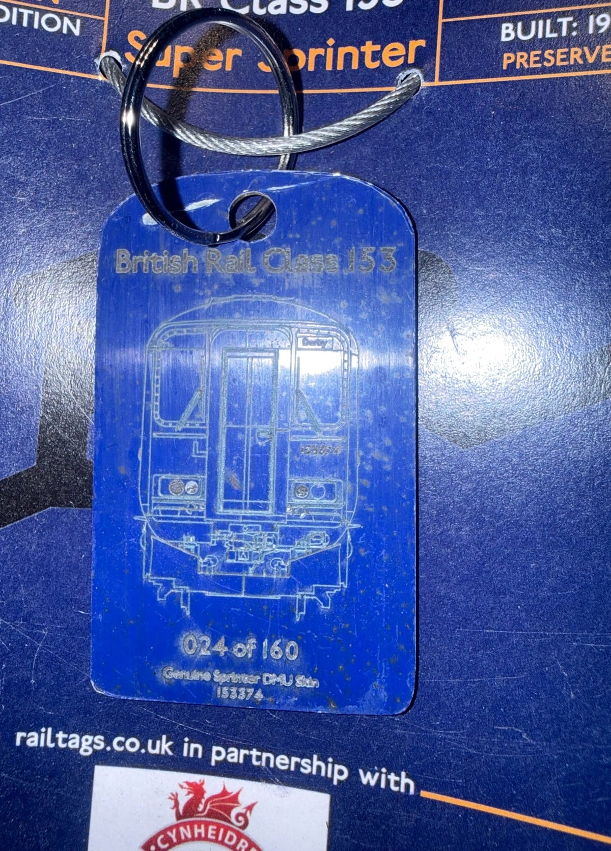 Rail Tags genuine British Rail Class 153 374 Caffi SuperSprinter tag and original presentation card, view 4