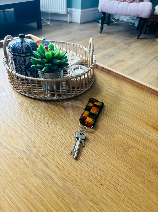 London Underground and London Bus (Misha Black) District Line Moquette Keyring
