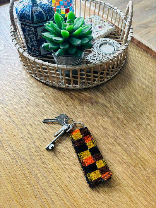 London Underground and London Bus (Misha Black) District Line Moquette Keyring