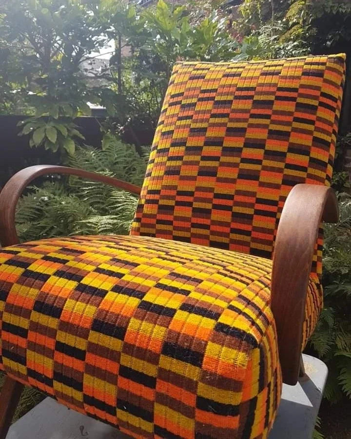 Misha Black moquette upholstery on armchair