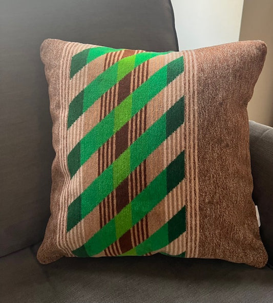 1980s London Bus Greenlines Moquette Cushion