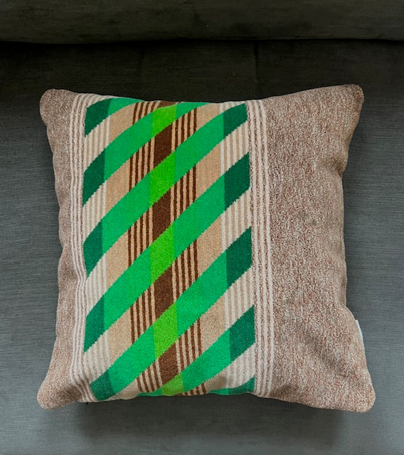 1980s London Bus Greenlines Moquette Cushion