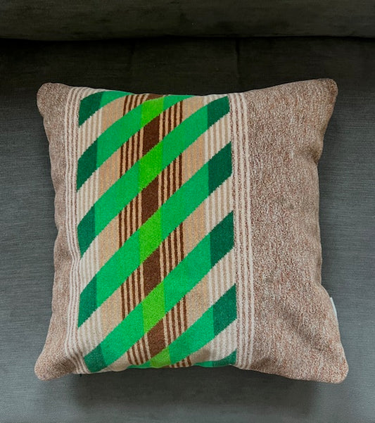 1980s London Bus Greenlines Moquette Cushion
