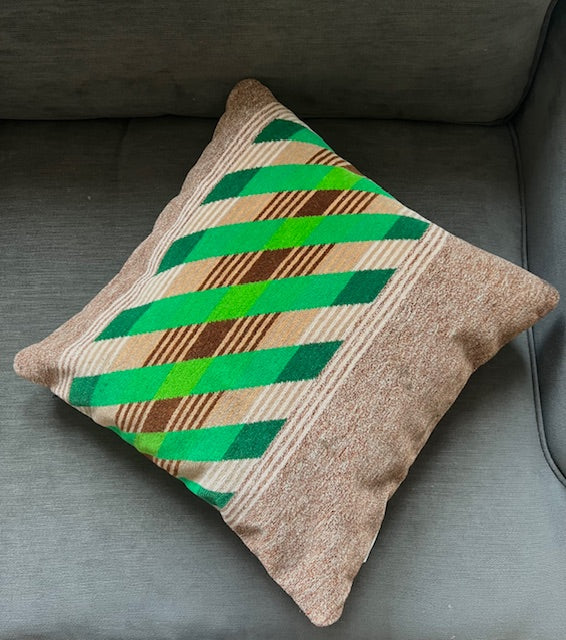 1980s London Bus Greenlines Moquette Cushion