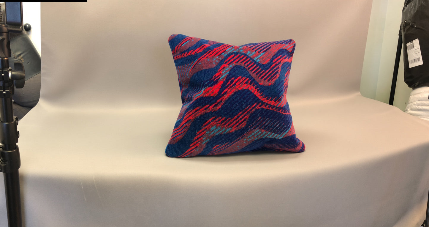 Auckland bus moquette cushion photographed in studio