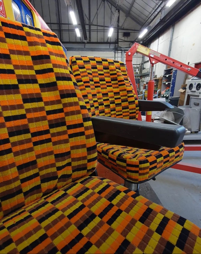 Detail of Misha Black moquette professionally upholstered by Lynn The Trim at Strawberry Hill
