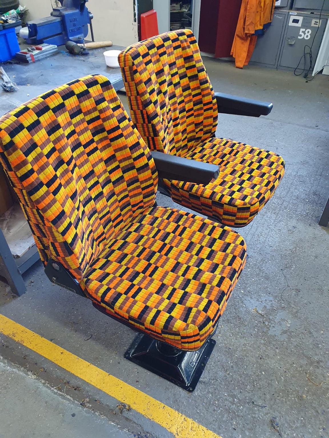 Restored London Underground driver's chair