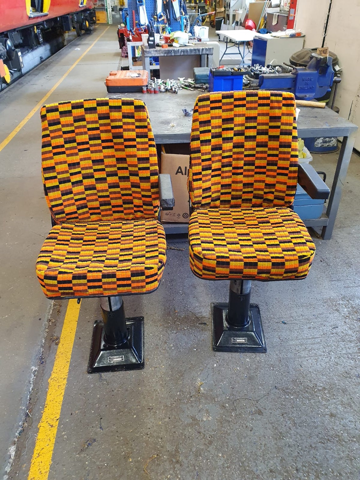 Restored London Underground driver's chair