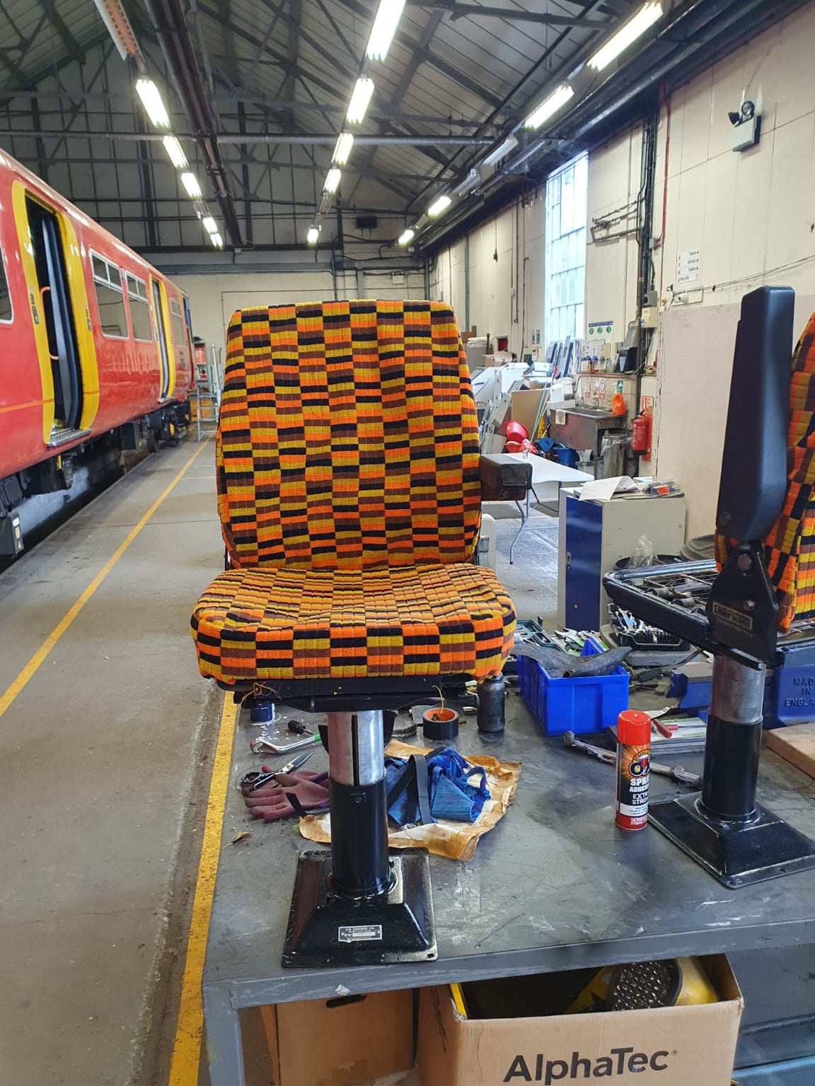 Restored London Underground driver's chair