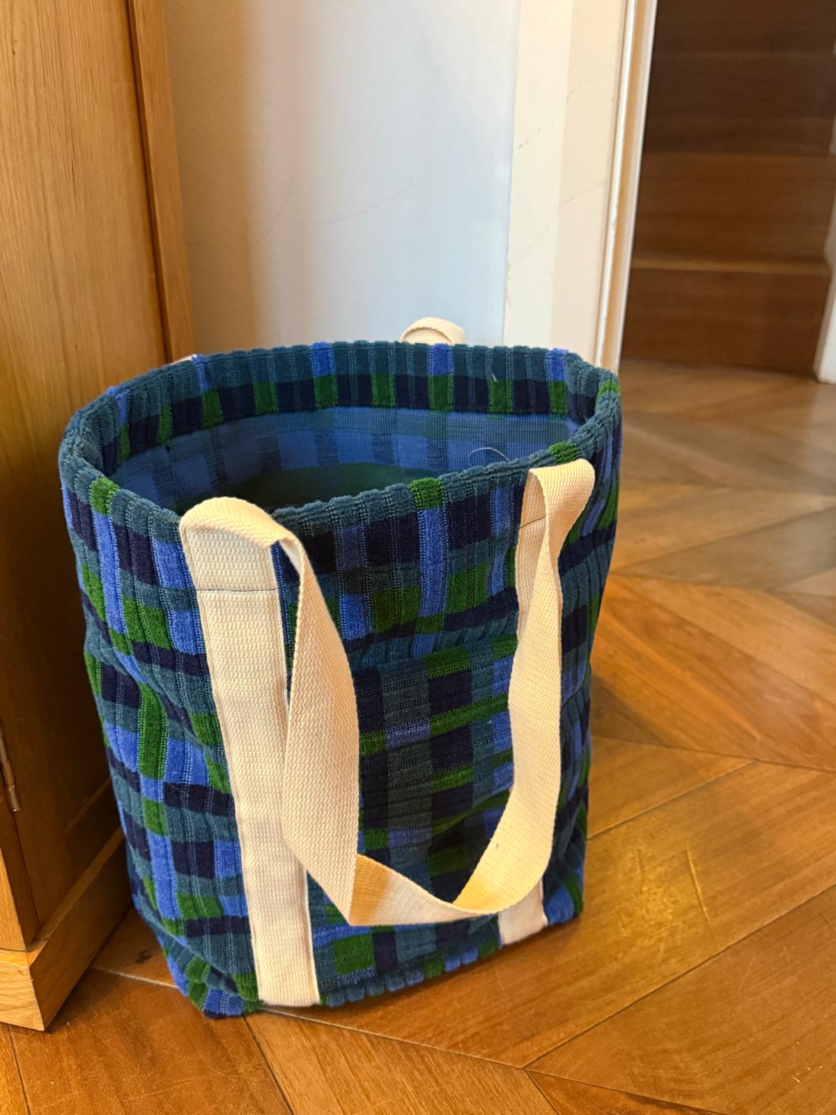 London Underground and London Bus Victoria Line, Blue Straub Moquette Tote Bag