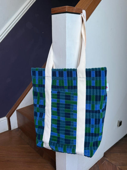 London Underground and London Bus Victoria Line, Blue Straub Moquette Tote Bag