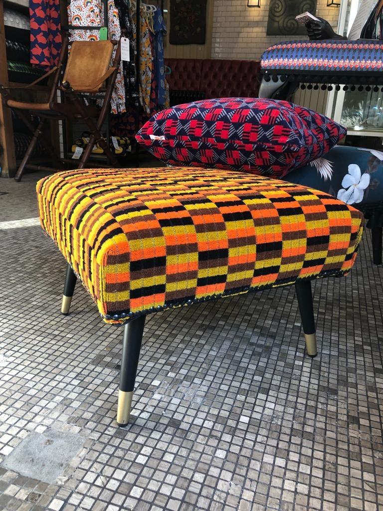 Misha Black moquette upholstered footstool