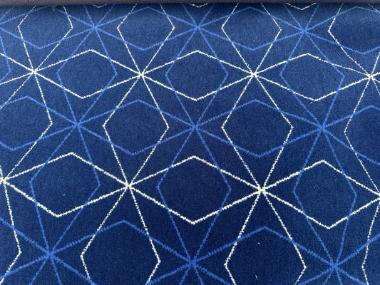 Blue Geodes Bus/Coach Moquette Fabric Sold by the Metre