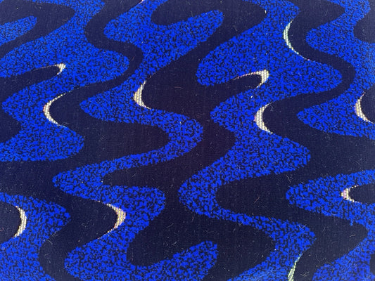 Blue Waves Bus/Coach Moquette Fabric Sold by the Metre