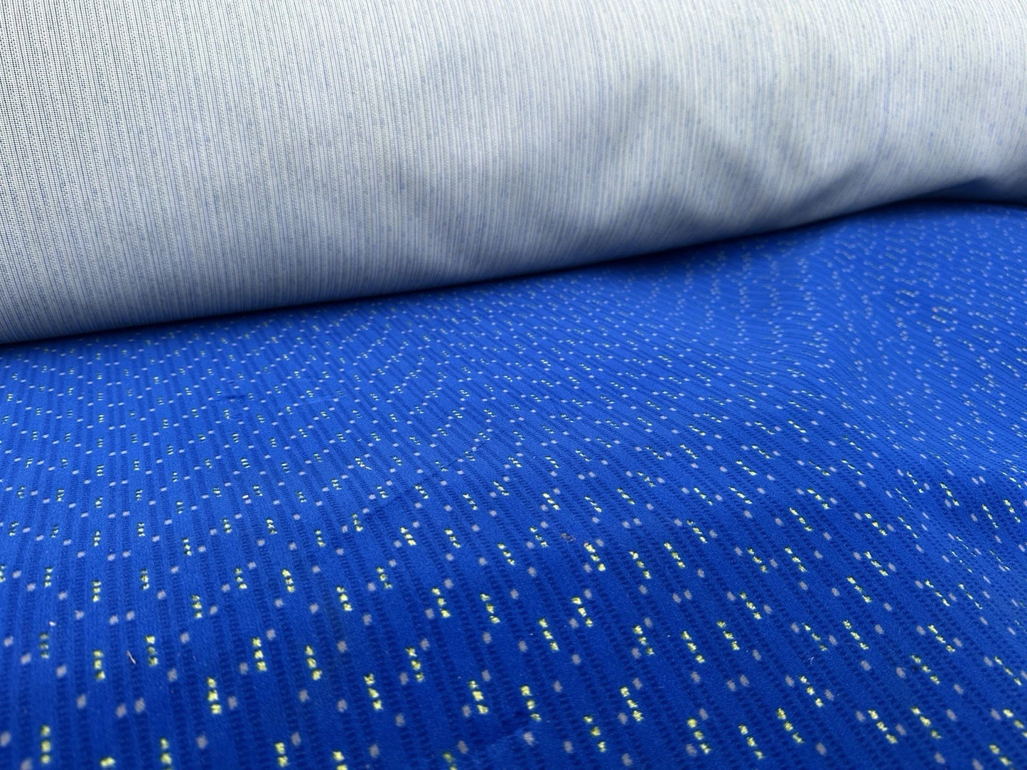 Blue Bobbles Bus/Coach Moquette Fabric Sold by the Metre