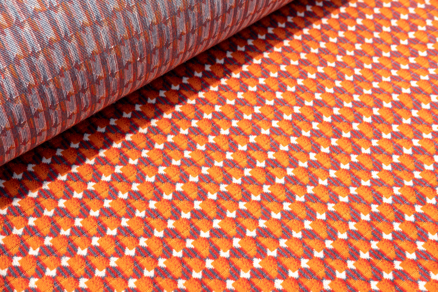 Custom Product using Glasgow Subway (Clockwork Orange) Moquette Fabric