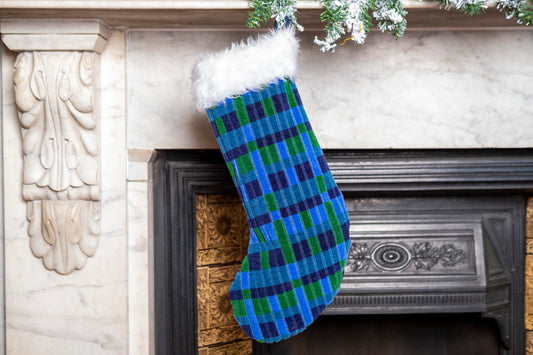 London Underground and London Bus Victoria Line, Blue  Straub Moquette Christmas Stocking