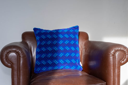 British Rail Blue Blaze Moquette Cushion (blaize blue)