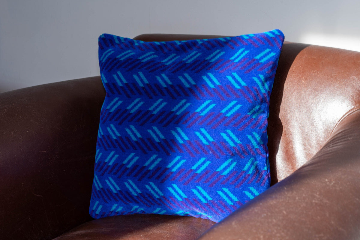 British Rail Network SouthEast Blue Blaze Moquette Cushion