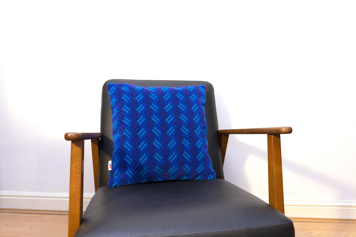 British Rail Network SouthEast Blue Blaze Moquette Cushion