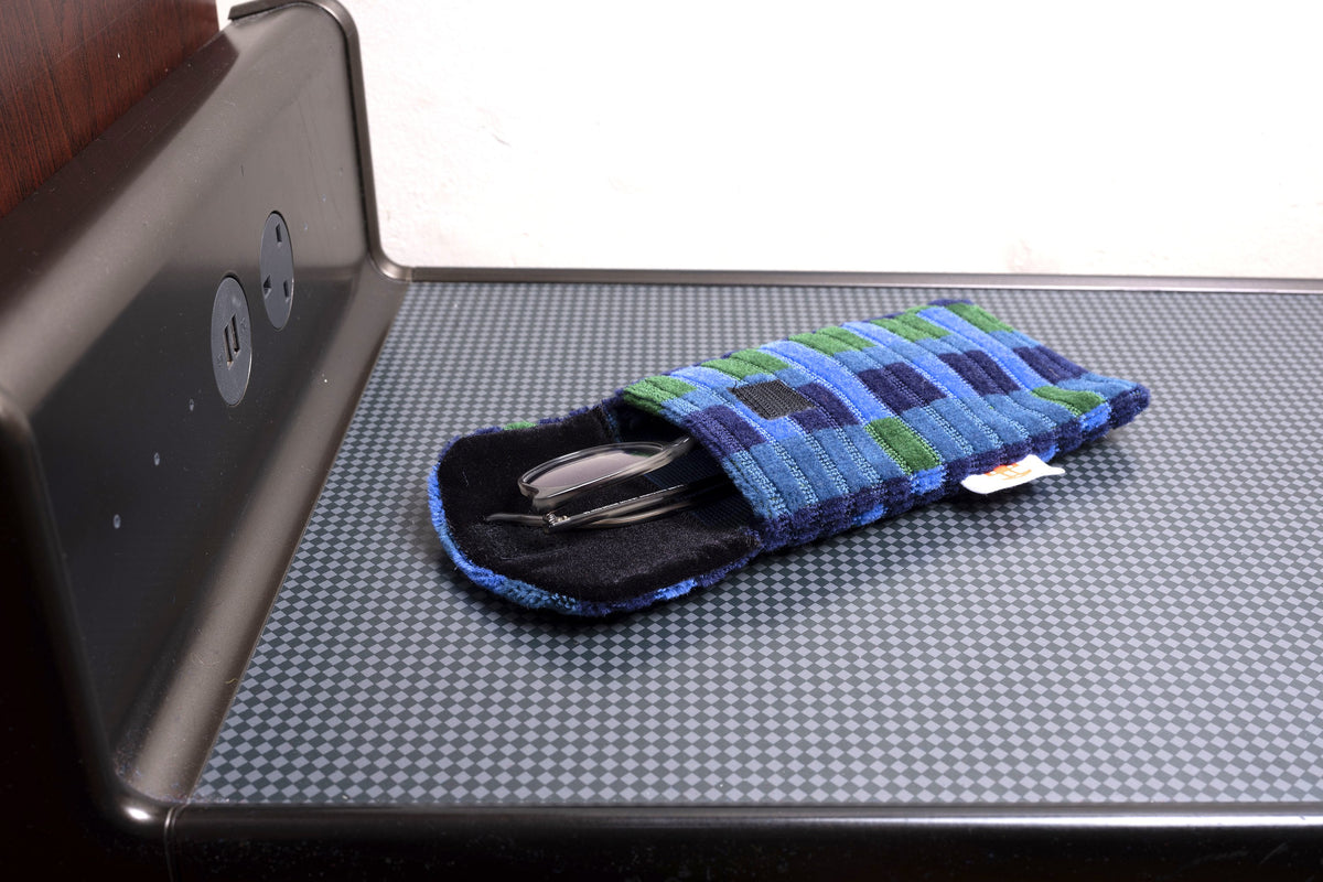 London Underground Victoria, Bakerloo & Northern Lines and London Buses – Blue Straub Moquette Phone & Glasses Case