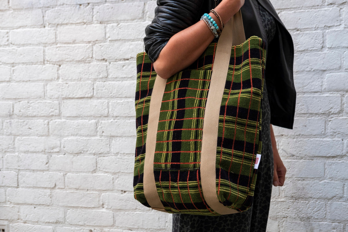London Bus & London County Green Line (Greenlines) Bus Moquette Tote Bag